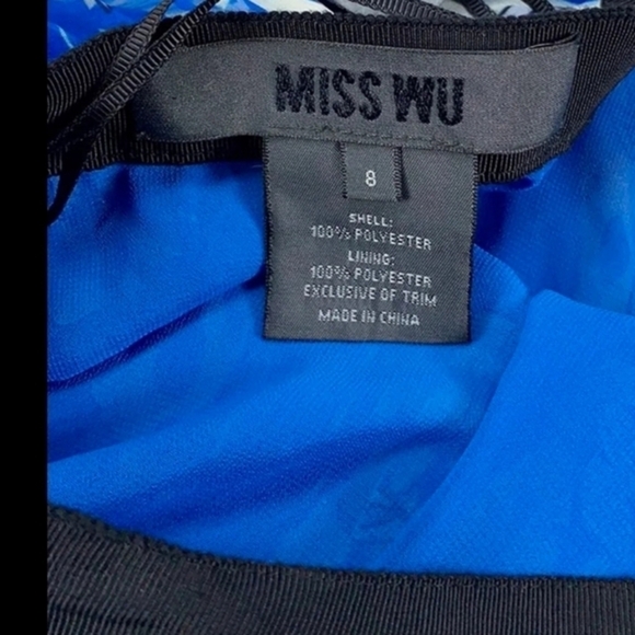 MISS WU‎ Jason Wu Size 8 Blue Cream Black Floral Pl - Picture 4 of 9